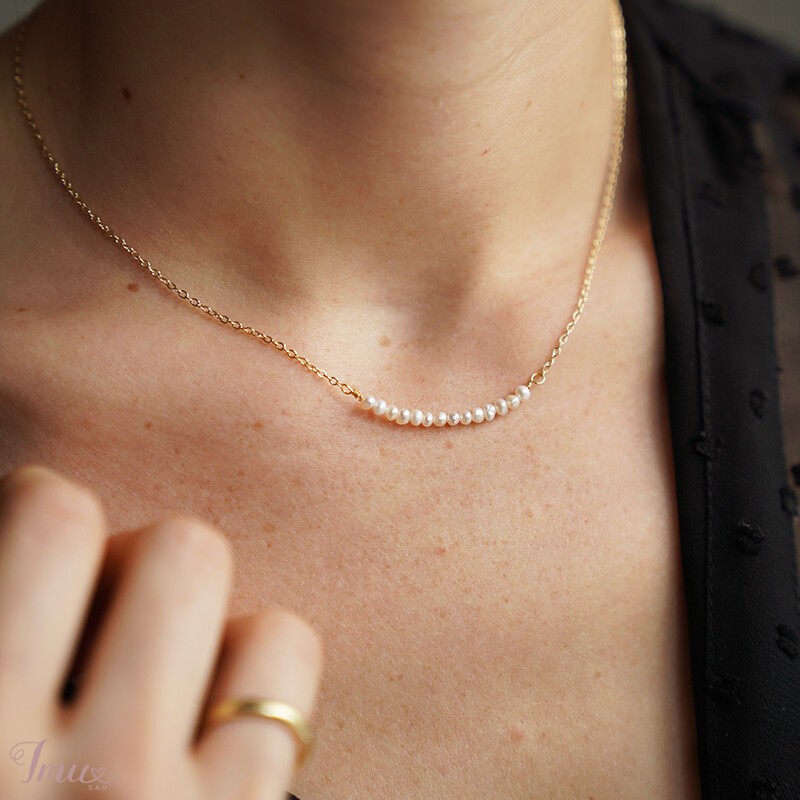 imusau.lt | parduodama Paauksuota grandinėlė su natūraliais perlais, 2-3 mm