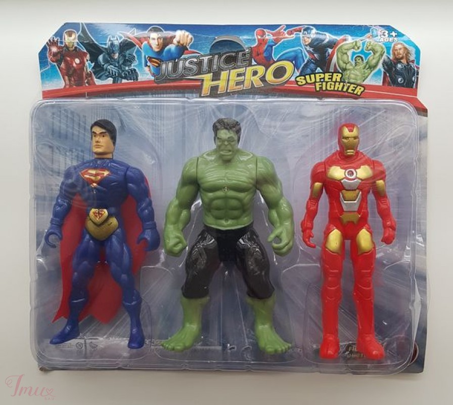 imusau.lt | parduodama Super herojų figūrėlių rinkinys: Geležinis žmogus, Halkas, Supermenas.