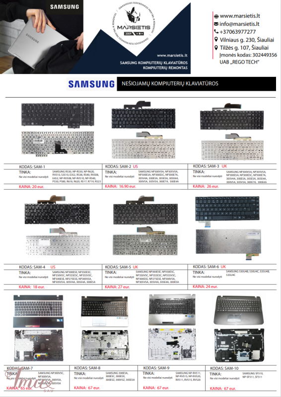 imusau.lt | parduodama SAMSUNG NP300E5E, NP350E5C UK / US nešiojamo kompiuterio klaviatūra