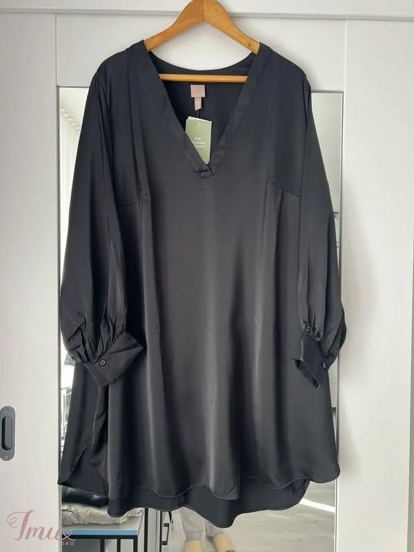 imusau.lt | parduodama DIDELE  LENGVA atlasine H*M suknele\tunika 54\56d - krut 148, klub 156, ilgis 100\104cm, polyest