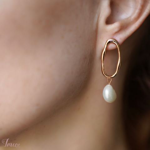 imusau.lt | parduodama Paauksuoti auskarai su natūraliais perlais