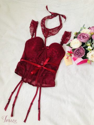 imusau.lt | listing Bordo spalvos korsetas su juostelėm kojinėms prisegti