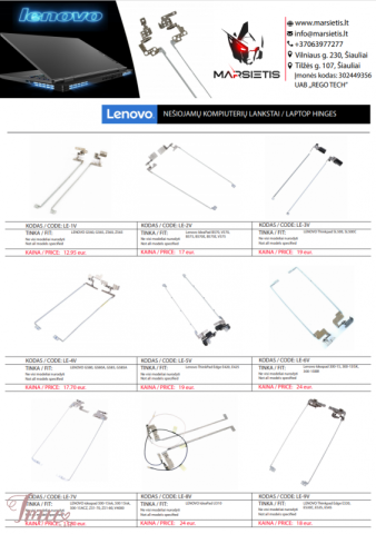 imusau.lt | listing LENOVO kompiuterio lankstai, vyriai, ekrano laikikliai