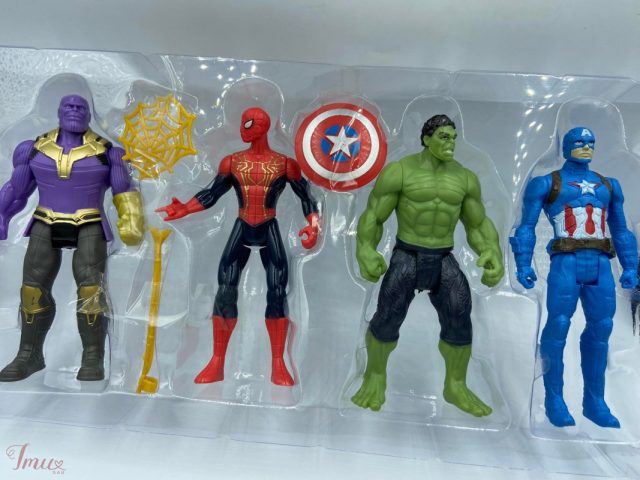 imusau.lt | parduodama Super herojų figūrėlių rinkinys: Tanosas, Žmogus voras, Halkas, Kapitonas Amerika.