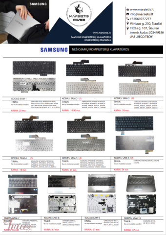 imusau.lt | parduodama SAMSUNG nešiojamų kompiuterių dalys / klaviatūros pigiausiai