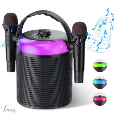 imusau.lt | parduodama KITE Bevielė bluetooth nešiojama dviejų mikrofonų karaokė su garsiakalbiu (juoda)