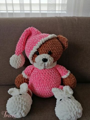 imusau.lt | parduodama Megztas pliušinis meškiukas su pižama 🧸